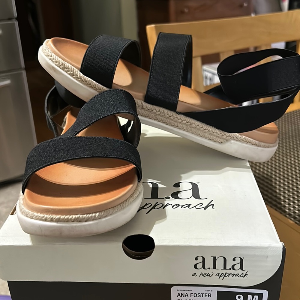 A.N.A. Black Sandals Size 9